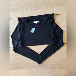 LOFT black long-sleeved blouse